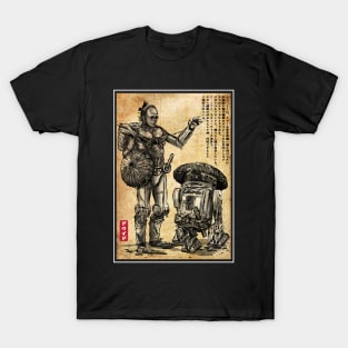 samurai droids woodblock T-Shirt